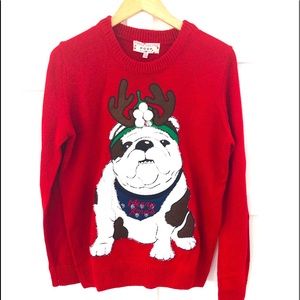 Merry Christmas Poof Women‘s Holiday Sweater Red